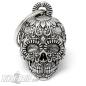 Preview: 3D Skull Biker-Bell Decorated With Flowers Mexican Candy Skull Ride Bell